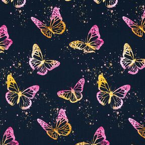 Cotton Jersey Butterflies | Glitzerpüppi – midnight blue/pink, 