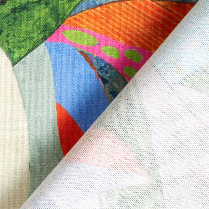 Decor Fabric Half Panama tropical leaves – orange/dark green, image number 4