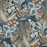 Decor Fabric Half Panama Paisley Leaves – blue grey,  thumbnail number 1