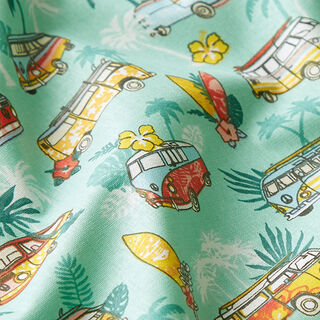 Cotton Cretonne Surfing Road Trip – turquoise, 