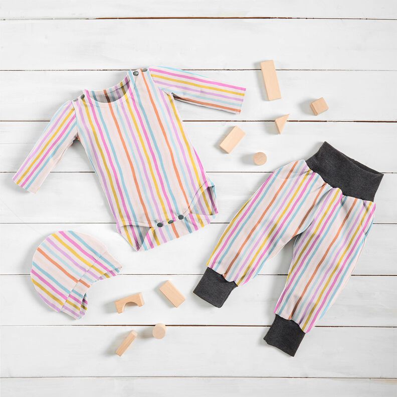 Cotton Jersey Pastel stripes – offwhite/pastel violet,  image number 6