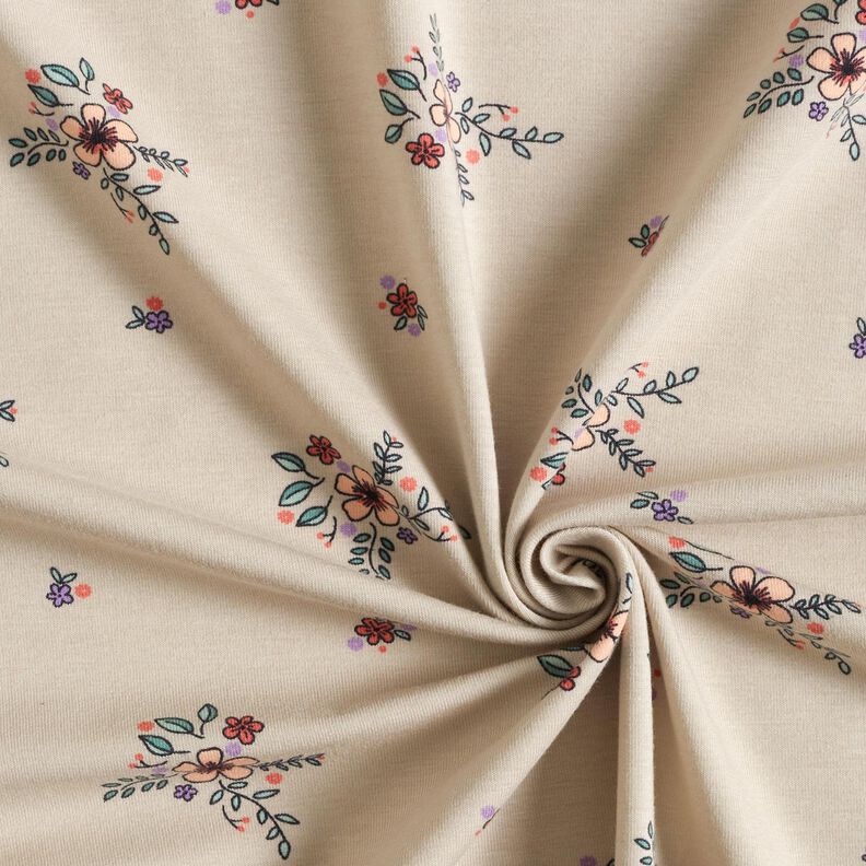 GOTS Cotton Jersey scattered flowers | Poppy Fabrics – almond,  image number 3