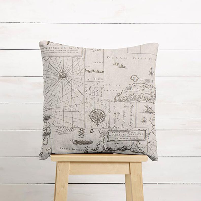 Decor Fabric Half Panama nautical chart – natural,  image number 9