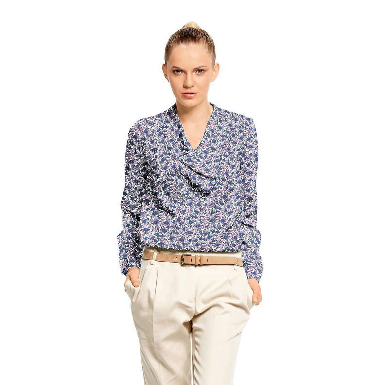 Blouse fabric small bouquets – white/lilac,  image number 5