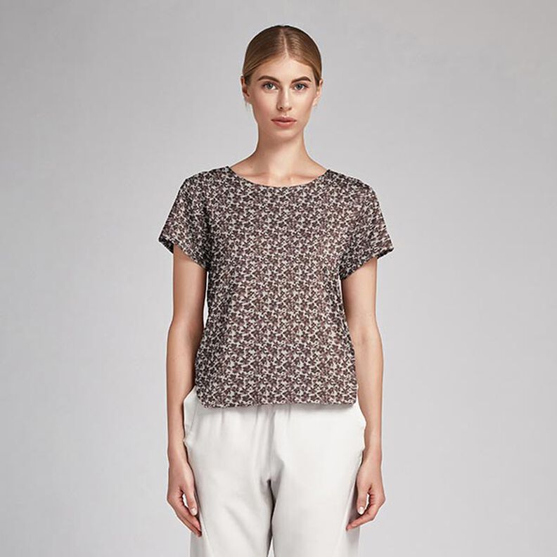 Sea of Flowers Cotton Poplin – taupe/brown,  image number 5