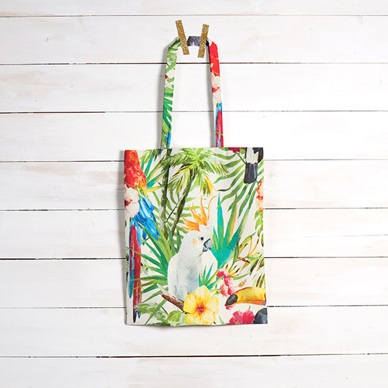 Outdoor Fabric Canvas Tropical birds – white/green,  image number 8