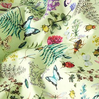 Outdoor Fabric Canvas Wildflowers & Insects – pastel green, 