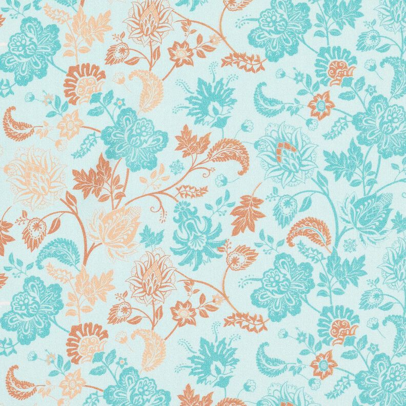 Viscose Voile Paisley floral border design – blue, image number 5
