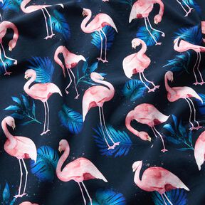 Cotton Jersey Flamingo | Glitzerpüppi – midnight blue/light pink, 