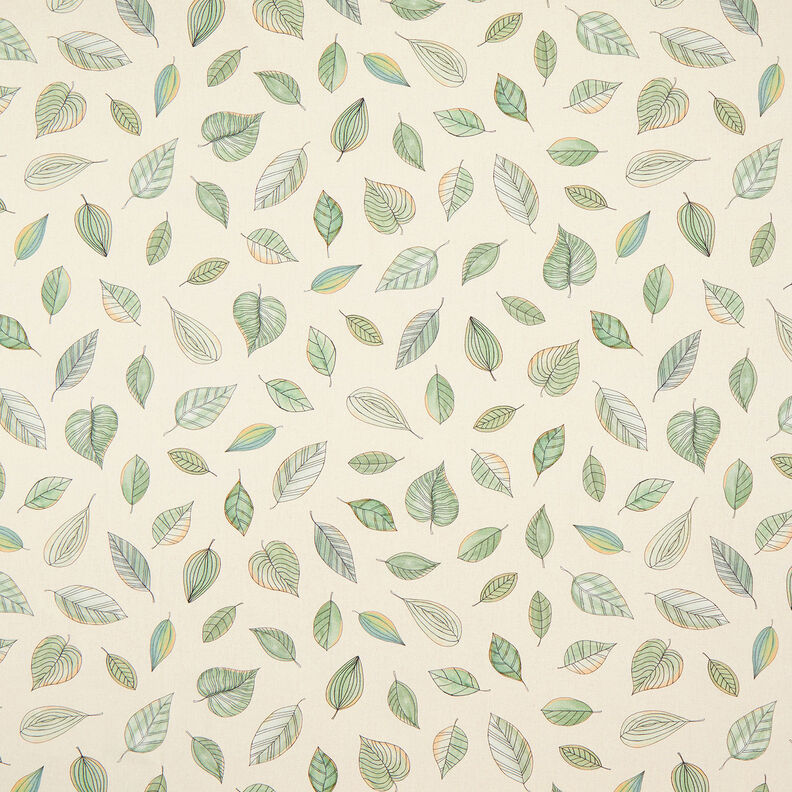 Decor Fabric Half Panama drawn leaves – light beige/reed, image number 1