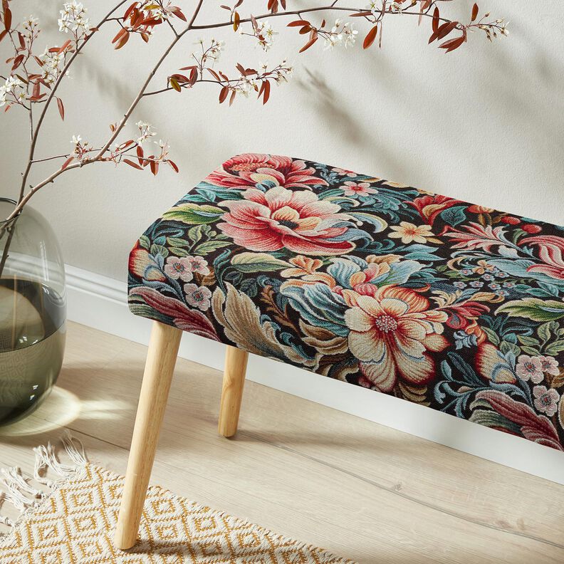 Decor Fabric Tapestry Fabric dreamy flowers – black/red, image number 5