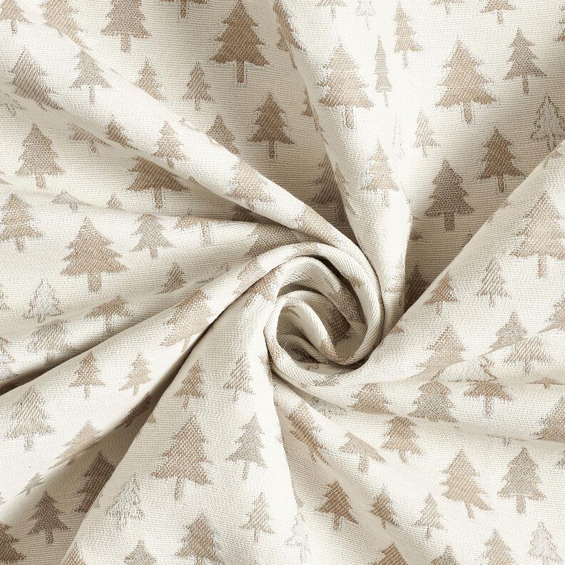 Decor Fabric Jacquard glittering fir trees – beige/silver,  image number 3