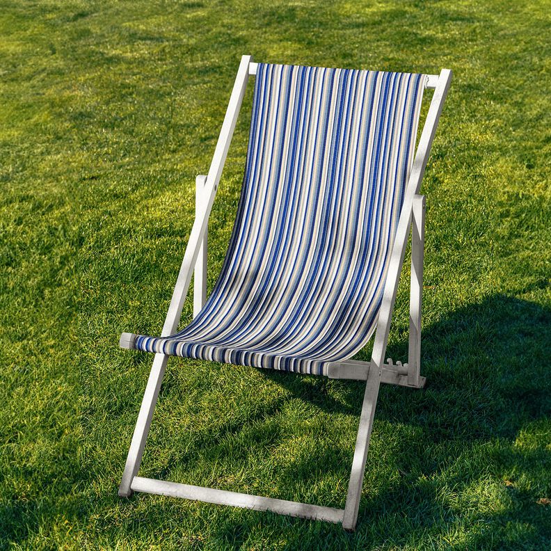 Outdoor Deckchair fabric Longitudinal stripes 44 cm – indigo/beige,  image number 4