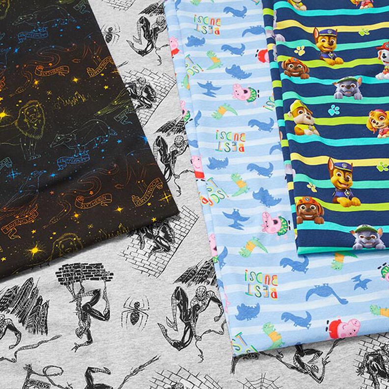 Cotton Jersey Licensed Fabric Heraldic animal constellations of Harry Potter | Warner Bros. – black,  image number 5