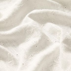 Viscose Linen Blend Broderie Anglaise flower tendrils – ivory, 