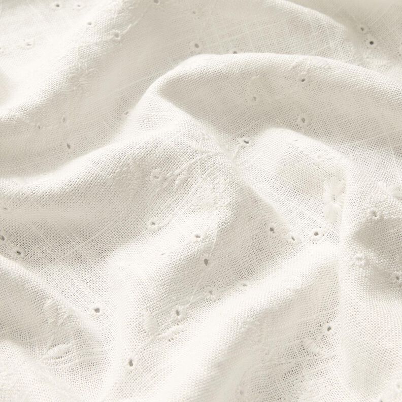 Viscose Linen Blend Broderie Anglaise flower tendrils – ivory,  image number 2
