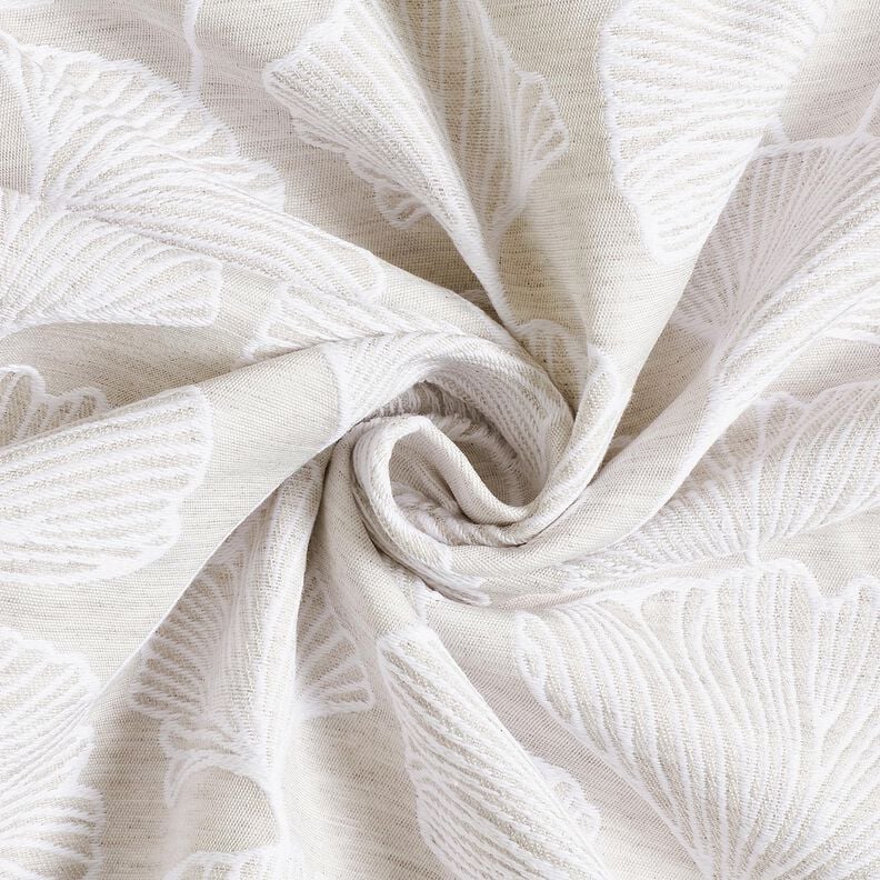 Decor Fabric Jacquard large ginkgo – misty grey/ivory,  image number 3