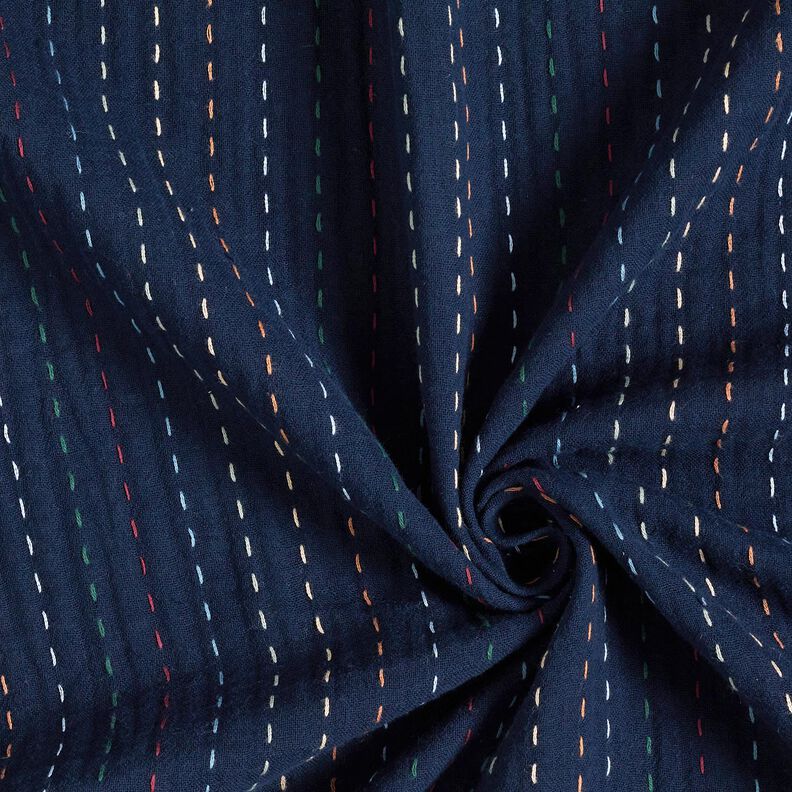 Double Gauze/Muslin colourful pinstripes – navy blue,  image number 3