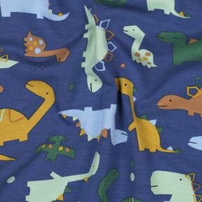 French Terry Dinosaurs | Poppy Fabrics – indigo/light blue, 