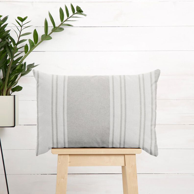 Decor Fabric Panama Block Stripes – offwhite/misty grey, image number 7
