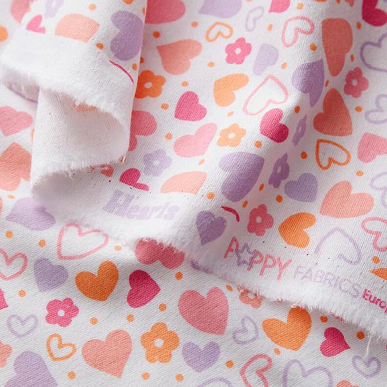 Cotton Flannel Colourful Hearts – white,  image number 3