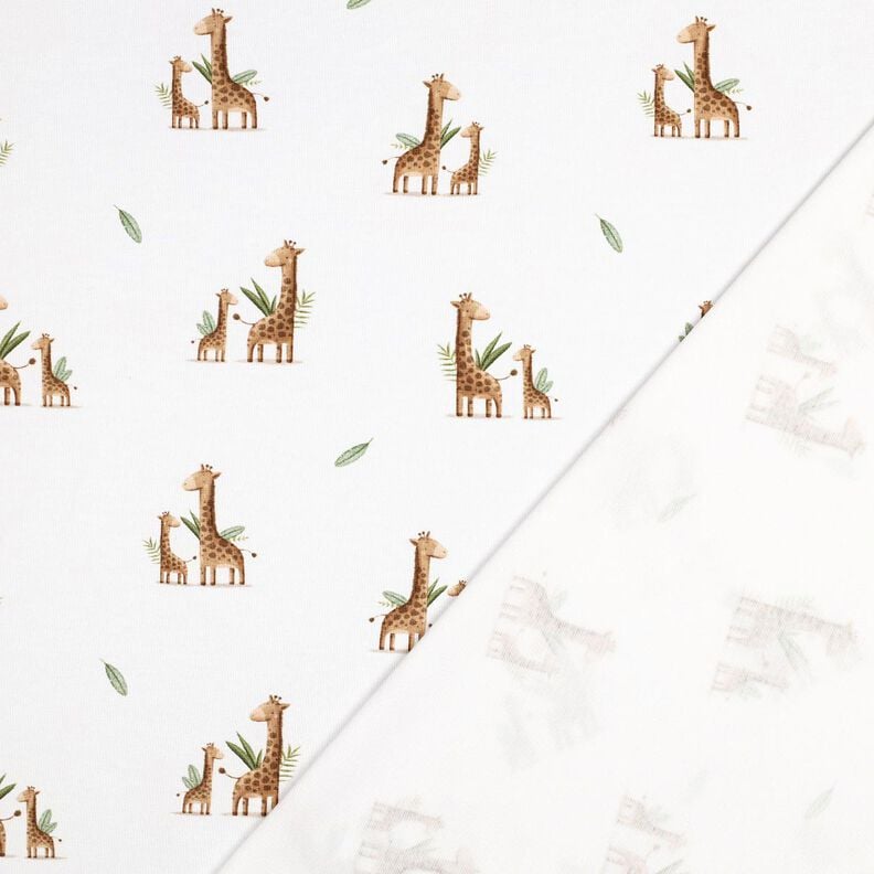 GOTS Cotton Jersey giraffe family Digital Print | Poppy Fabrics – white/light brown, image number 3