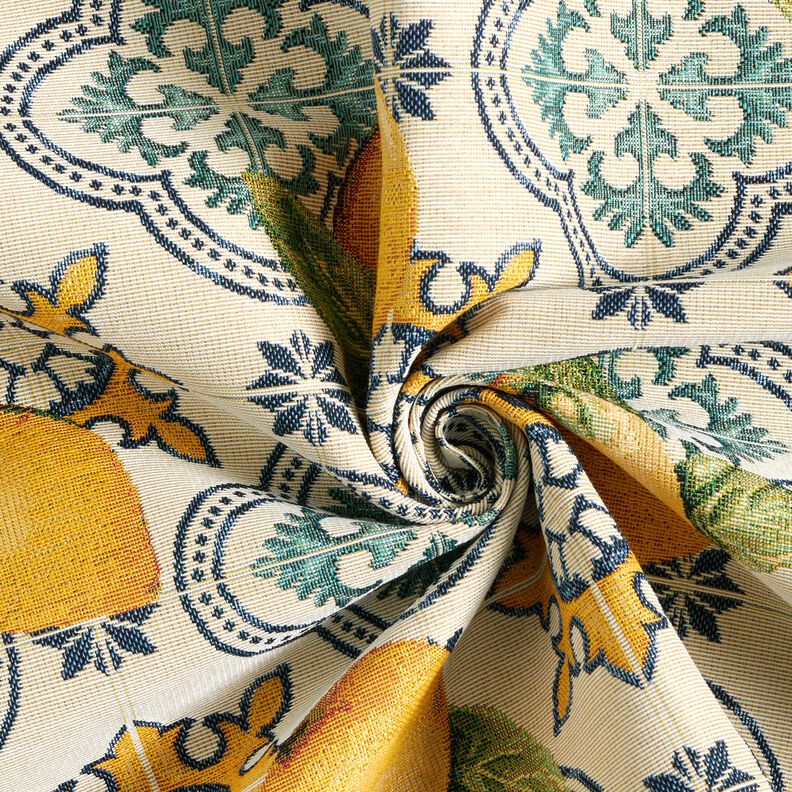 Decor Fabric Tapestry Fabric lemon tiles – natural/lemon yellow,  image number 3