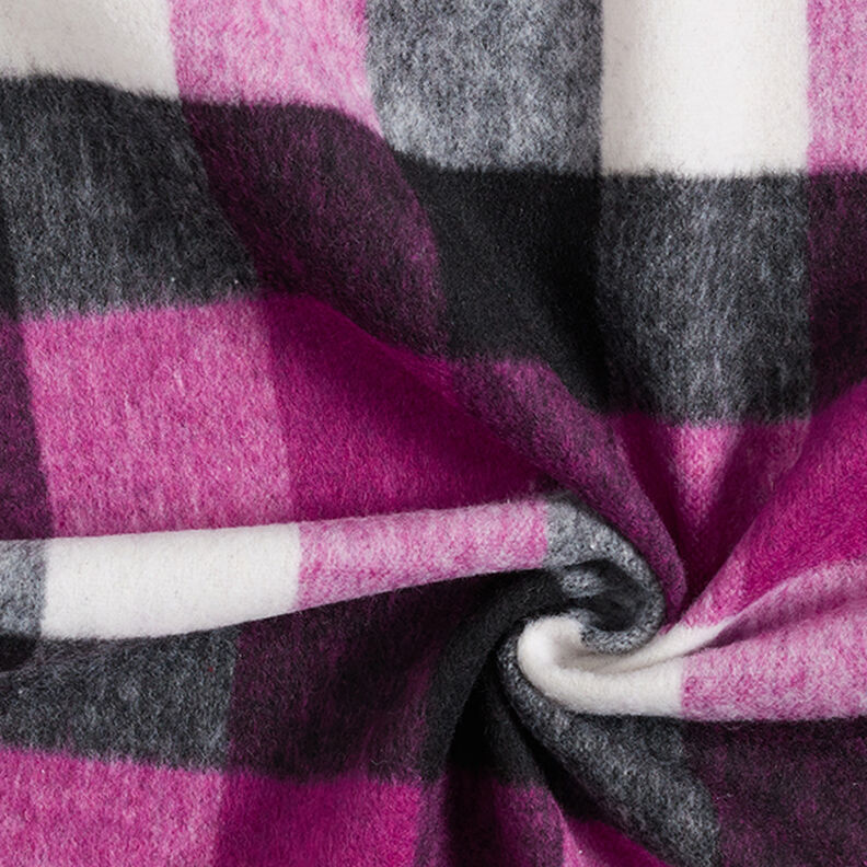 checked new wool blend coat fabric – grape,  image number 3