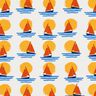 Brushed Sweatshirt Fabric Sailing boats at sunset – white/blue,  thumbnail number 1