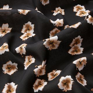 viscose fabric Delicate Flowers – black/apricot, 