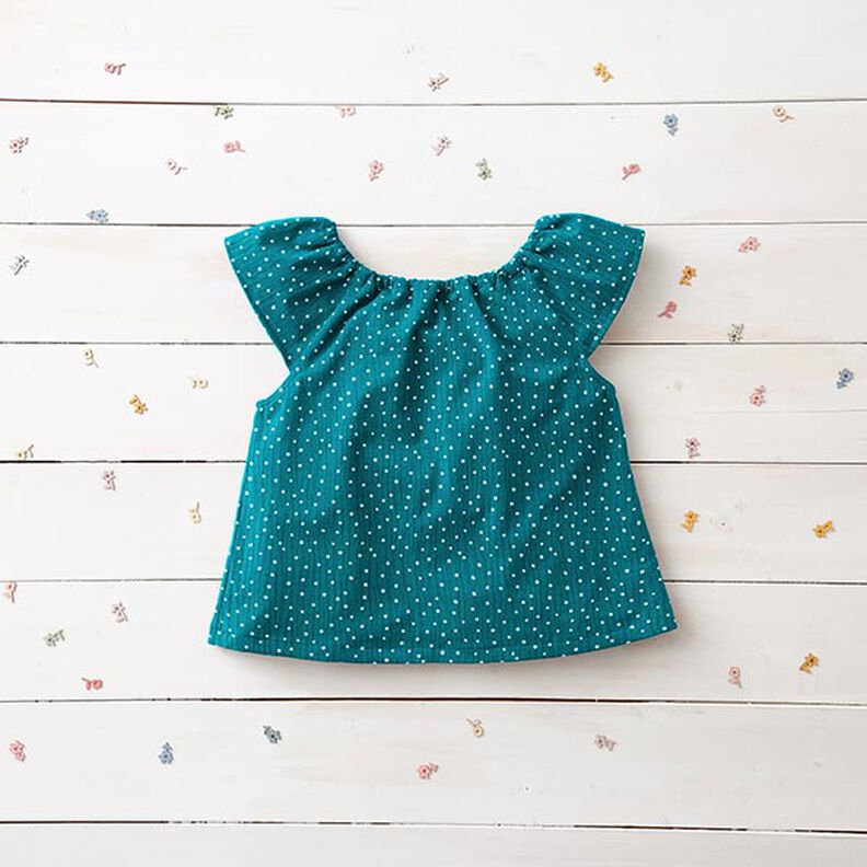 Double Gauze/Muslin Polka Dots – petrol/white | Remnant 110cm,  image number 6