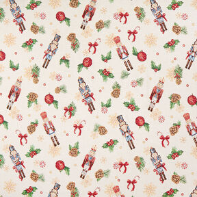 Decor Fabric Tapestry Fabric festive nutcrackers – light beige/red, 