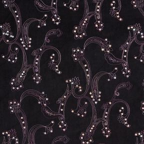 Fine cord embroidery and sequin flowers – black, 