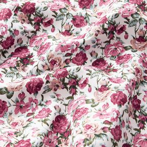 Cotton Poplin Wild Roses – white/hollyhock, 
