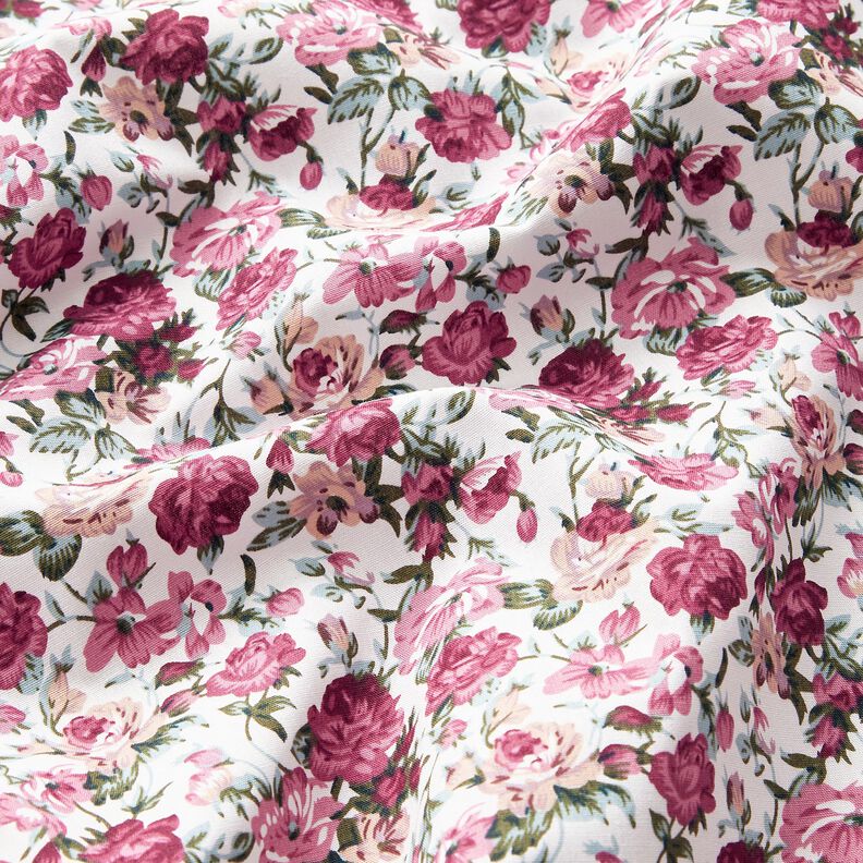 Cotton Poplin Wild Roses – white/hollyhock,  image number 2