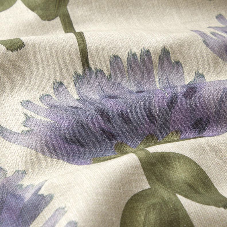 Decor Fabric Half Panama flowering clover – blue grey/light taupe,  image number 6