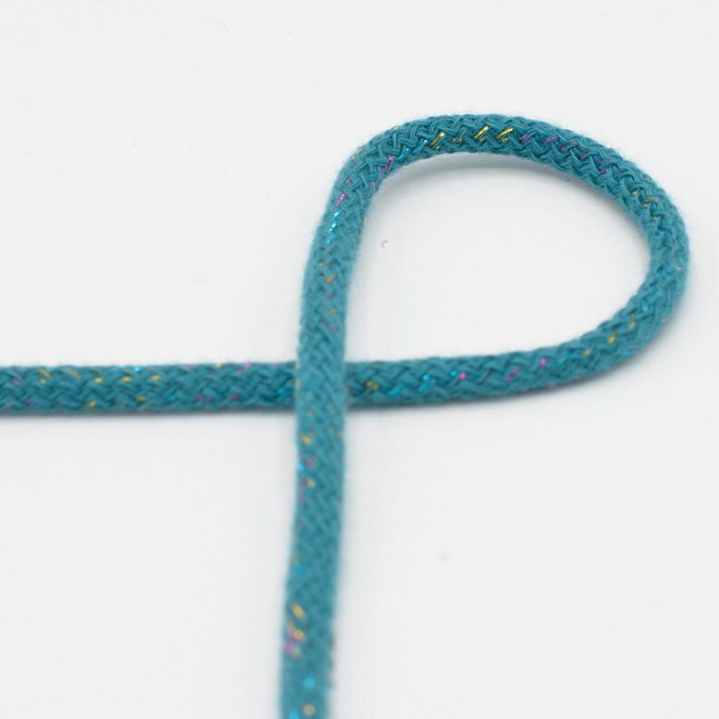 Cotton cord Lurex [Ø 5 mm] – petrol,  image number 1