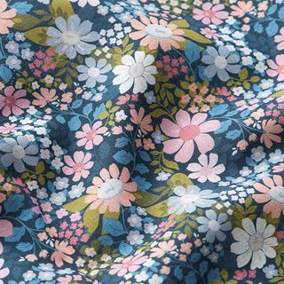 Sea of flowers organic cotton poplin – midnight blue, 