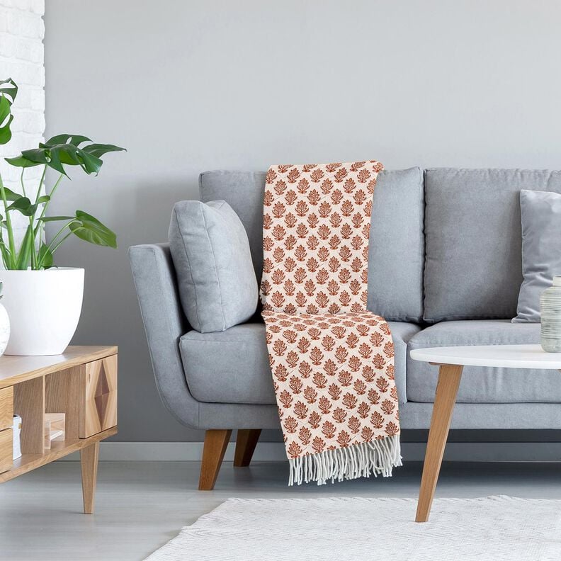 Quilted Fabric Muslin Vines and flowers – brown/midnight blue,  image number 5