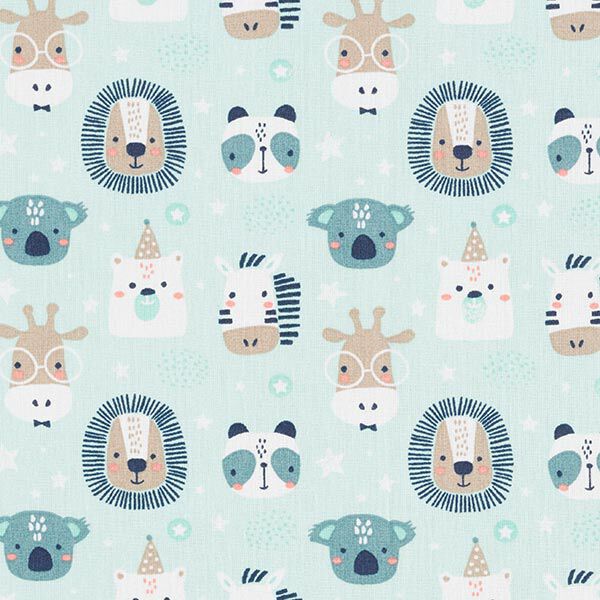Cotton Poplin Party Animals – aqua blue, image number 1