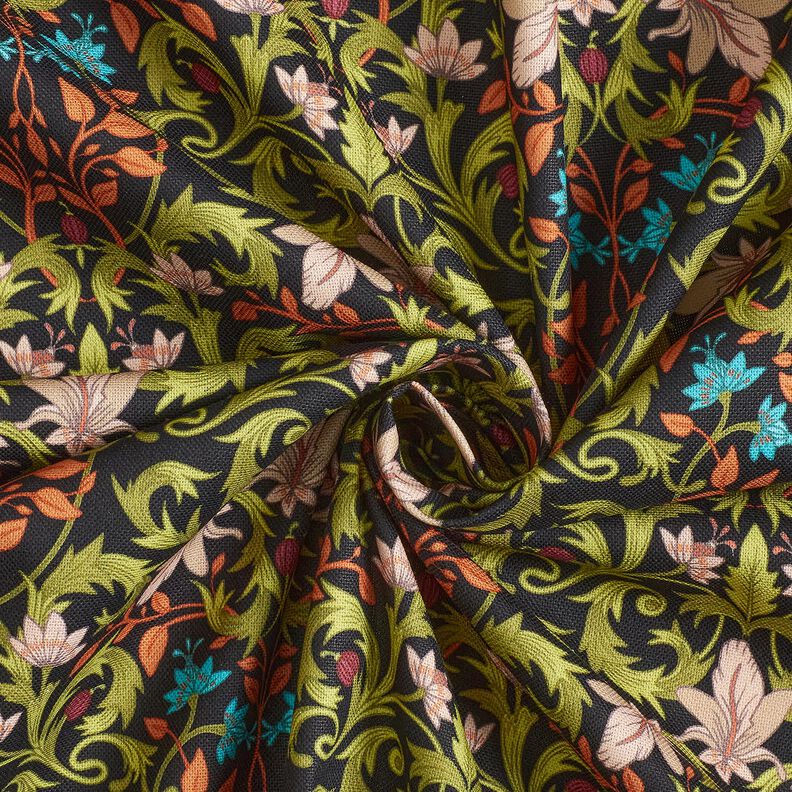 Decor Fabric Half Panama leaf ornaments – black/pine,  image number 3