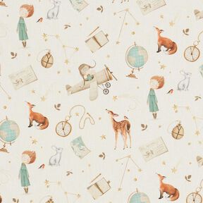 Cotton Poplin little explorer Digital Print – ivory, 