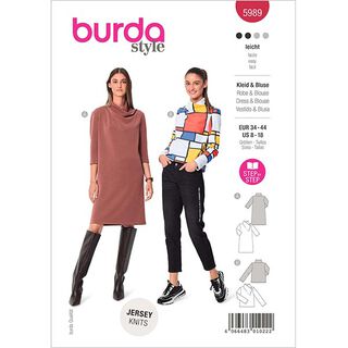 Dress / blouse with stand-up collar | Burda 5989 | 34-44, 