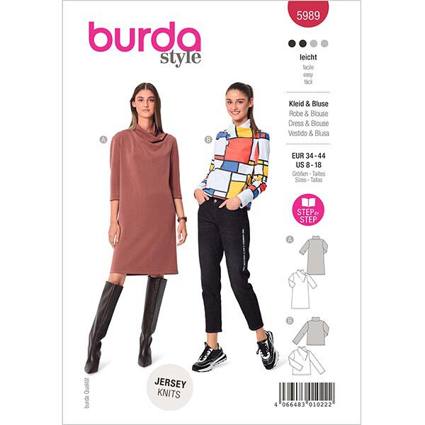 Dress / blouse with stand-up collar | Burda 5989 | 34-44,  image number 1