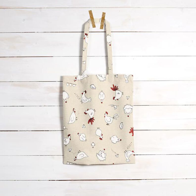 Decor Fabric Half Panama chickens – natural,  image number 6