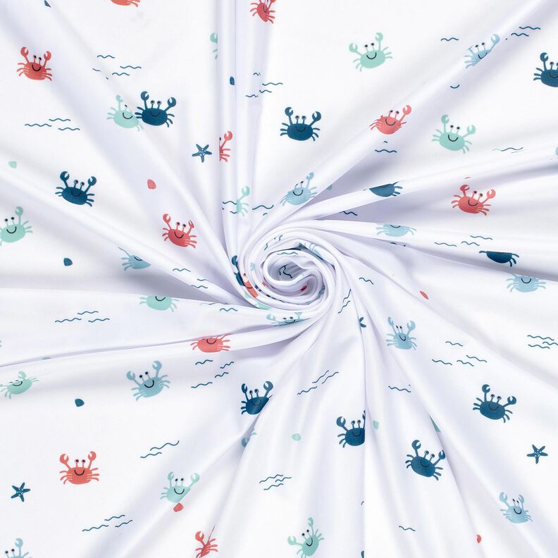 Swimsuit Fabric UPF50 happy crabs – white/lobster,  image number 3