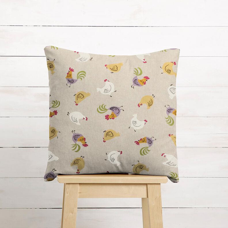 Decor Fabric Half Panama little chickens – natural/white,  image number 9