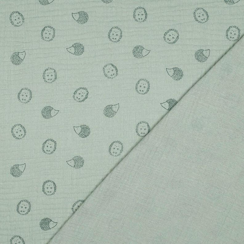 Double Gauze/Muslin Hedgehog | Poppy Fabrics – pale mint/dark green, image number 4