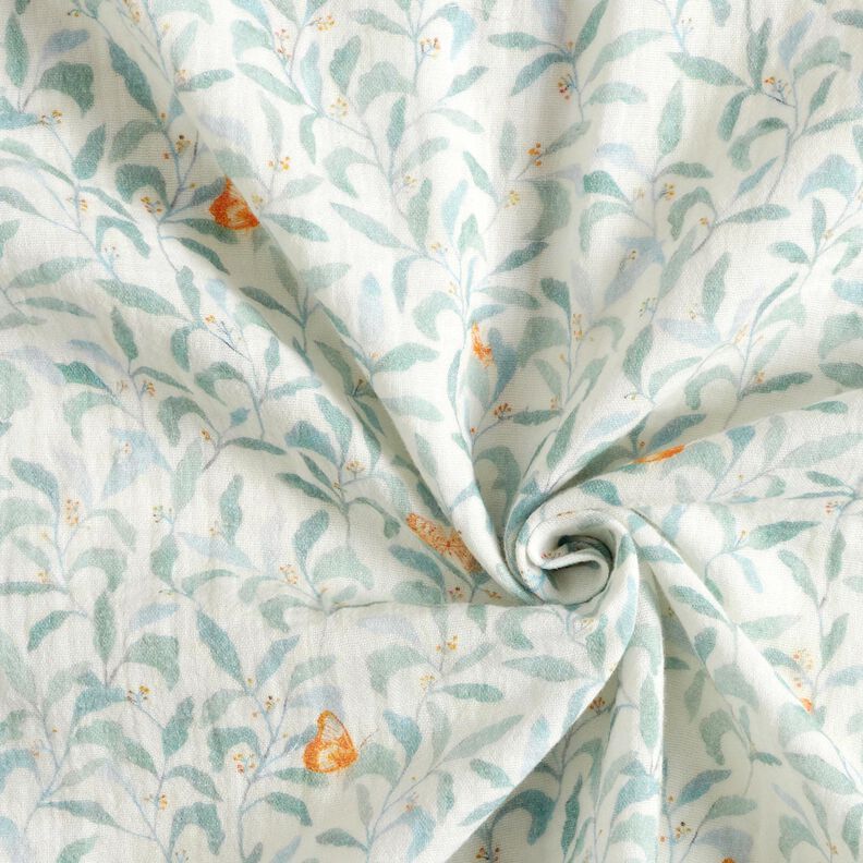 Double Gauze/Muslin meadow with butterflies Digital Print | Poppy Fabrics – ivory,  image number 3
