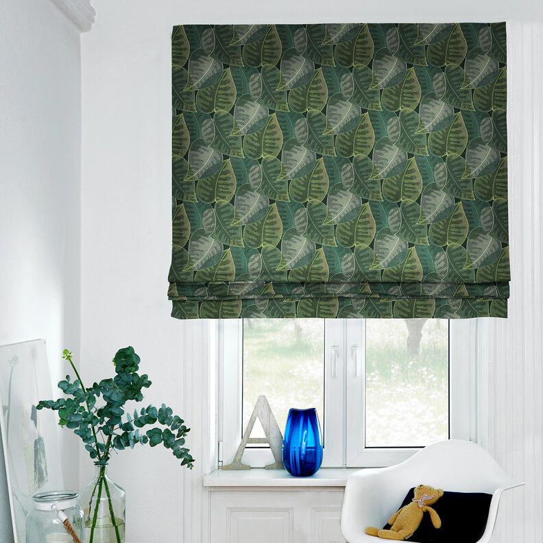 Decor Fabric Cotton Twill minimalist leaves – dark green, image number 6
